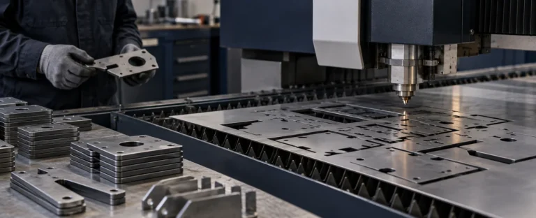 Fiber lazer kesim makinesinde işlenen metal sac