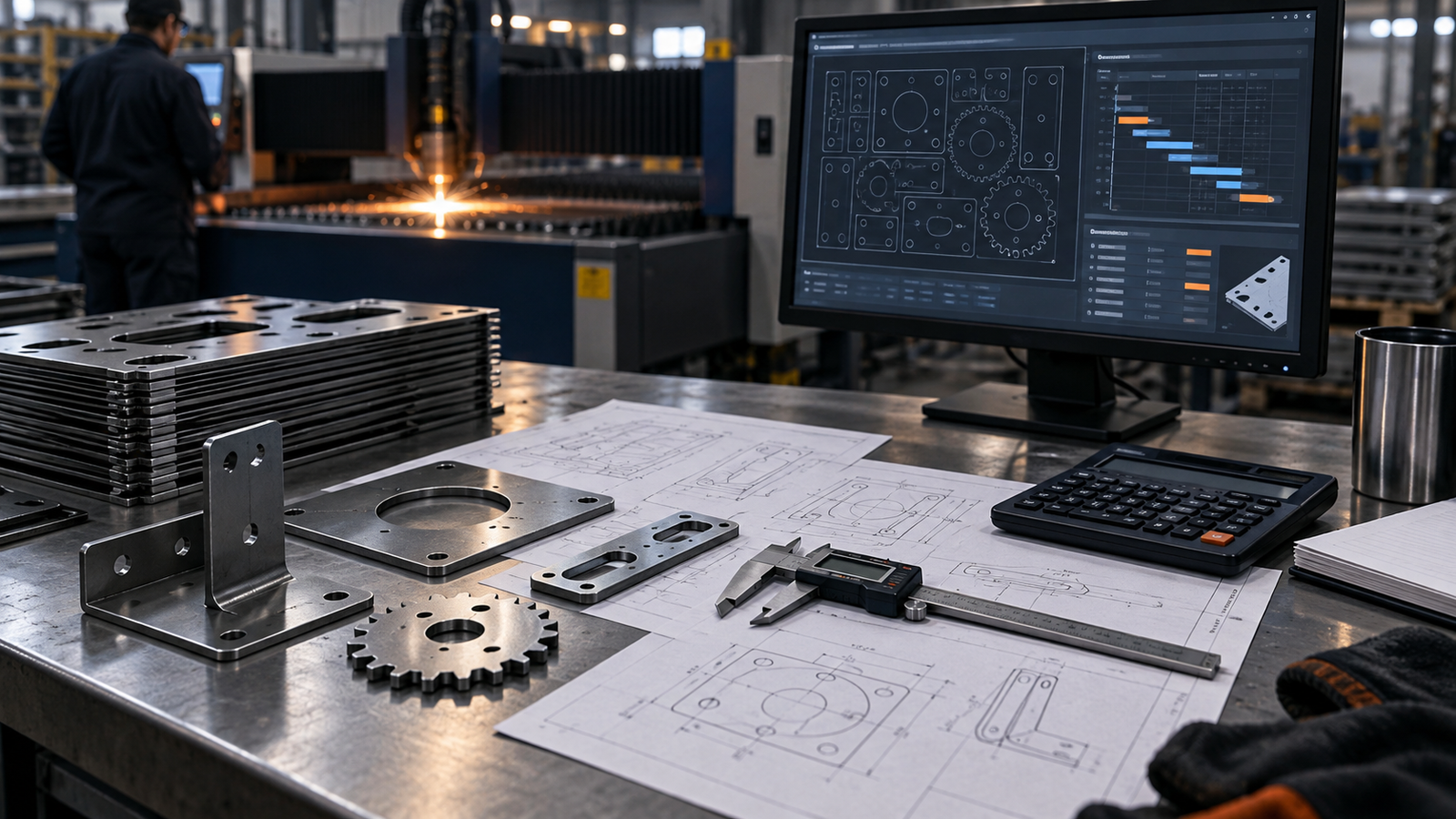 Lazer kesim fiyatı hesaplama için teknik çizim ve üretim planlaması