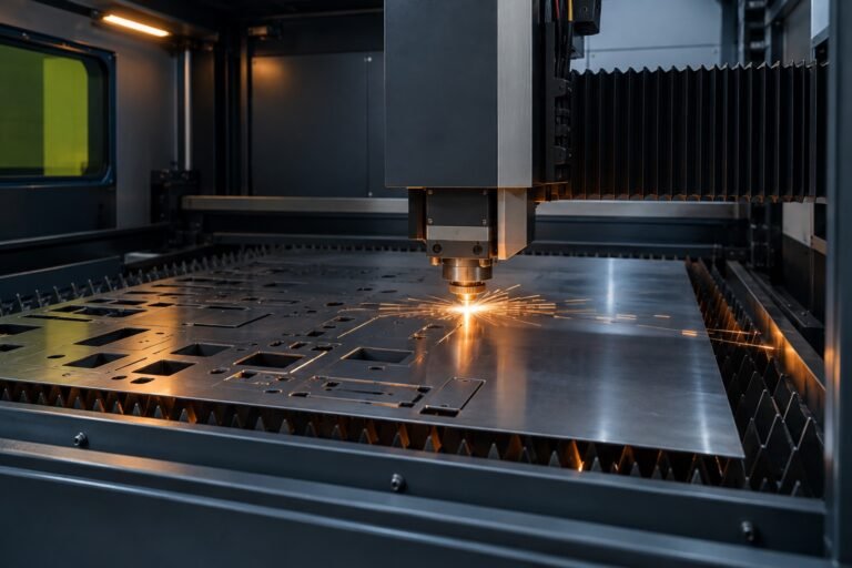 Fiber lazer kesim makinesinde metal sacın kesilmesi